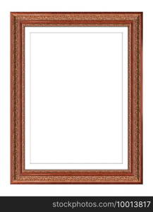 Red wooden frame for picture or photo, frame for a mirror isolated on white background. With clipping path