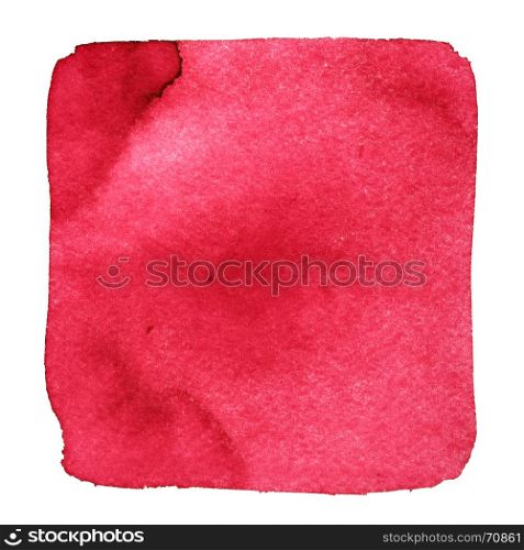 Red wry watercolor square with stains. Abstract element for your design