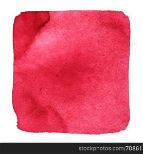 Red wry watercolor square with stains. Abstract element for your design