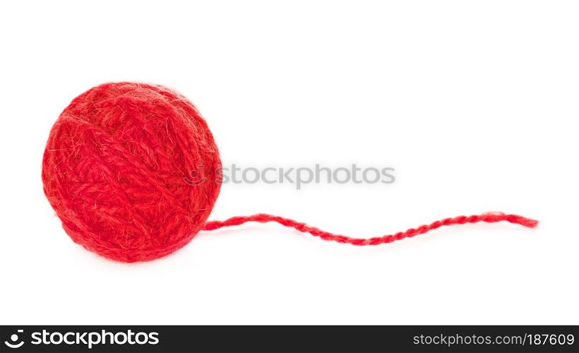red yarn ball, isolated on white background. Red Yarn Ball