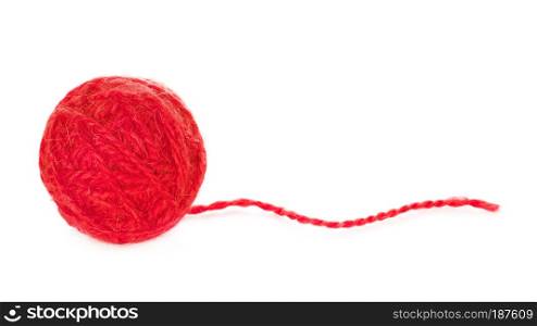 red yarn ball, isolated on white background. Red Yarn Ball