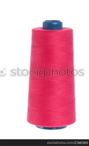 red yarn spool of thread isolated on white background
