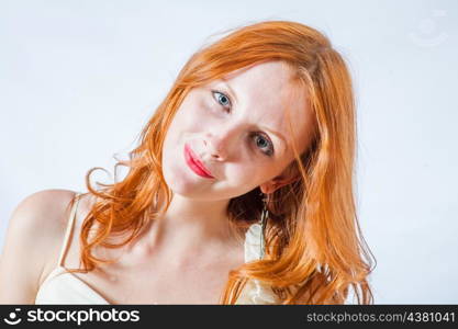 redhead in studio