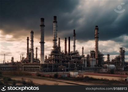 Refinery industrial plant with Industry boiler  created by generative AI