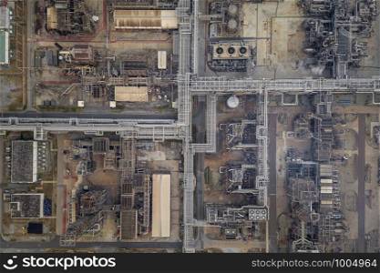 refinery oil and petroleum industry factory zone in Thailand aerial top view