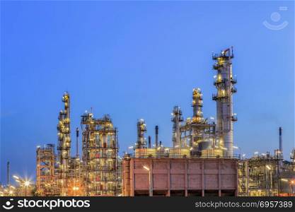 Refinery plant of a petrochemical industry at night