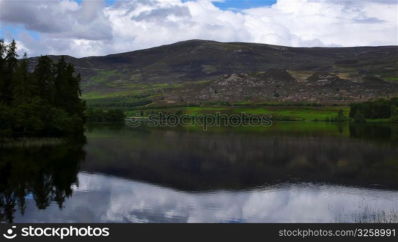 Reflecting lake, Scottish Highlands, Scotland UK.