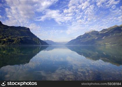 reflection at the lake, Brienz, in Switzerland