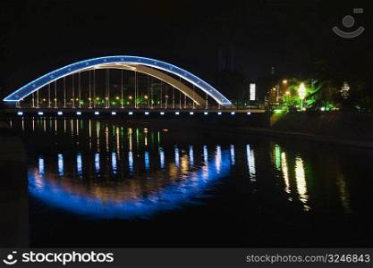 Reflection of a bridge in a river, Hefei, Anhui, China