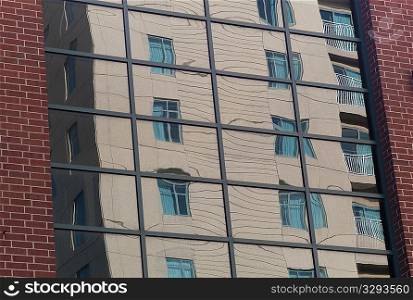 Reflection of a building at the Mayo Clinic in Rochester, Minnesota, USA