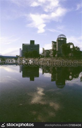 Reflection of a building in the lake, Atomic Bomb Memorial, Hiroshima, Japan