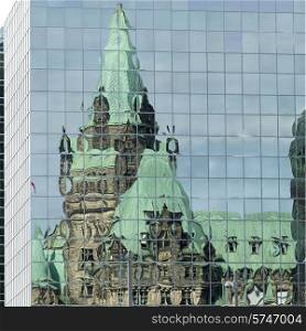 Reflection of a building on another building, Parliament Hill, Byward Market, Ottawa, Ontario, Canada