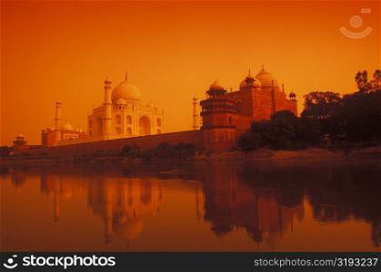 Reflection of a monument in water, Taj Mahal, Agra, Uttar Pradesh, India