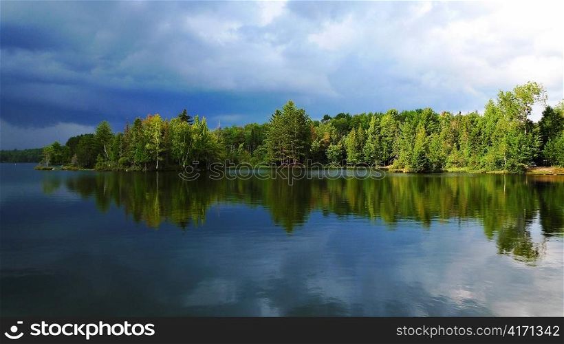 Reflection of a pristine quiet lake.
