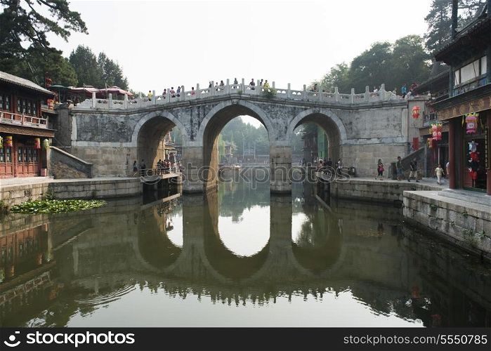 Reflection of an archway on a lake, Summer Palace, Suzhou Street, Haidian District, Beijing, China