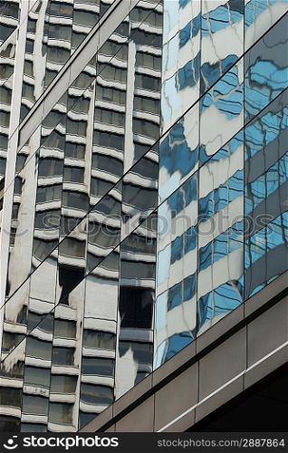 Reflection of buildings on the glass of a building, Chicago, Cook County, Illinois, USA