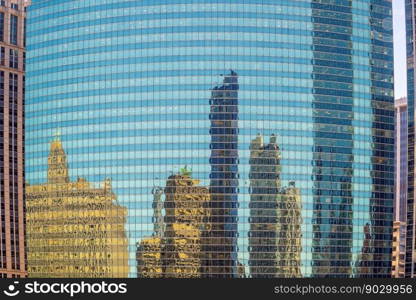 Reflection of Chicago downtown skyline cityscape of  Illinois, USA 