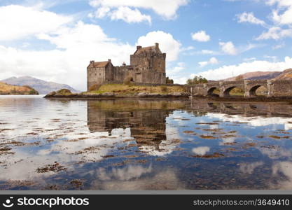 Reflection of Eilean Donan Castle, Highland Scotland.