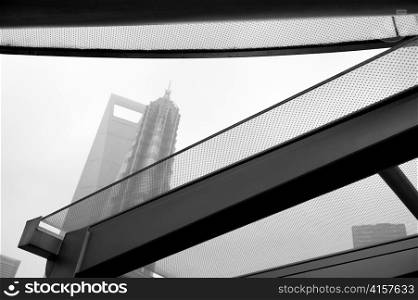 Reflection of Jin Mao Tower on a window glass, Lujiazui, Pudong, Shanghai, China