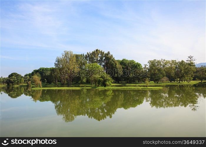Reflection of Lake garden in Taiping Malaysia