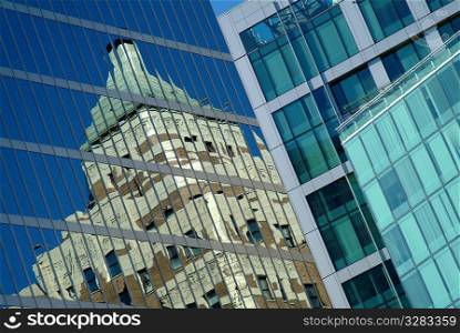 Reflection of Marine Building in another building, Vancouver Canada.