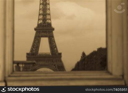 Reflection of the Eiffel Tower in Paris france