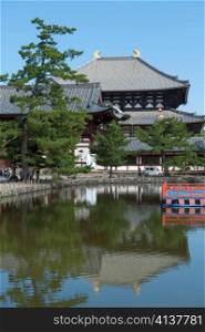 Reflection of Todaiji Temple in water, Nara, Japan