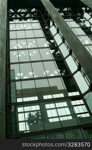 Reflection on the glass windows of the Bank of Canada, Ottawa.