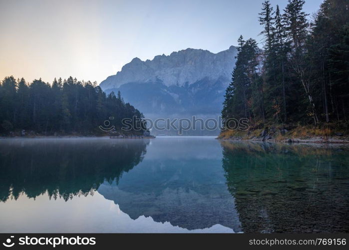 Reflections of the alps in a mountain lake