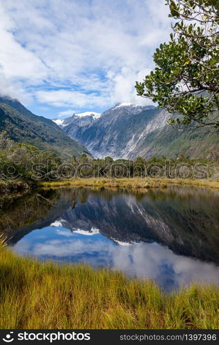 Reflections of the Southern Alps in Peter&rsquo;s Pool New Zealand