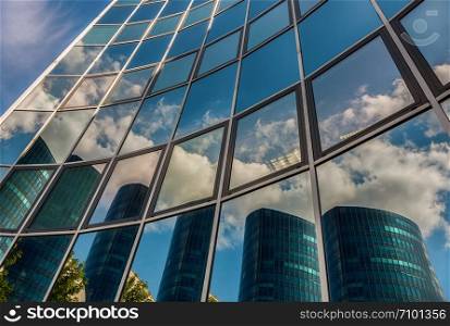 Reflections on a modern business building