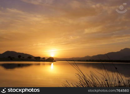 Reflections on the lake in a amazing sunset