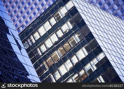 Reflective windows of urban skyscrapers