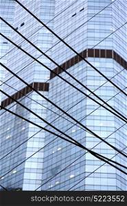 reflex of some gray palace in a window terrace of the centre bangkok thailand current pipe grid