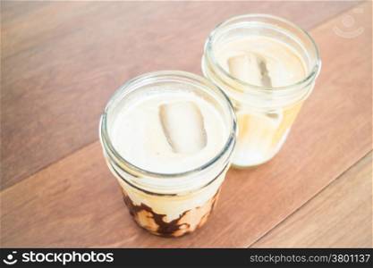 Refresh time with iced coffee mocha and latte, stock photo