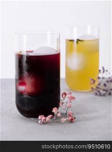 Refreshing cherry and orange summer drinks