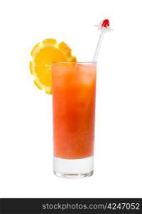 refreshing orange cocktail isolated on white background,clipping Path