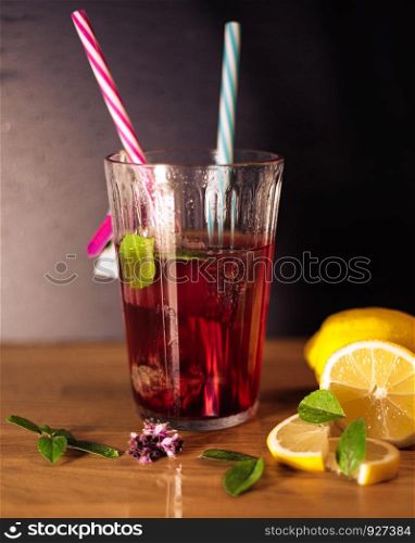 Refreshing summer tea with cherry flavor