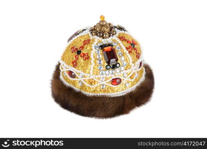 Regal kings fur crown isolated on a white background