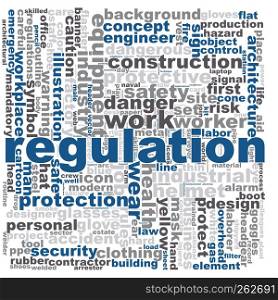 Regulation word cloud. Creative illustration of idea word lettering typography . 3D rendering.