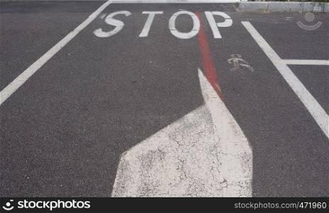 Regulatory signs, stop traffic sign painted on road. stop sign on road