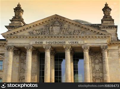 Reichstag building, seat of the German Parliament (Deutscher Bundestag), in Berlin, Germany