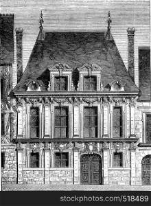 Reign of Louis XIII, Old house in Rouen, Saint Patrice Street, vintage engraved illustration. Magasin Pittoresque 1845.