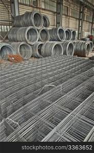 Reinforcing steel bars on roll and straight. Construction materials