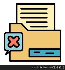 Reject folder report icon. Outline reject folder report vector icon color flat isolated. Reject folder report icon color outline vector