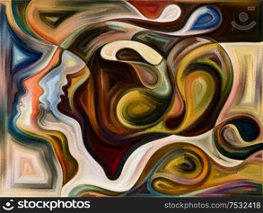 Relationships in Texture series. Abstract design made of people faces, colors, organic textures, flowing curves on the subject of inner world, love, relationships, soul and Nature