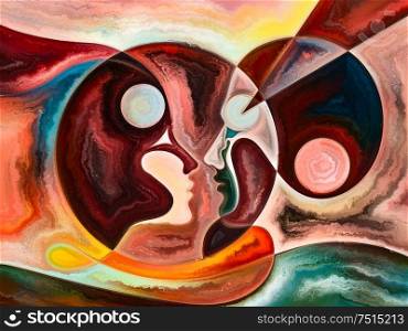 Relationships in Texture series. Backdrop of people faces, colors, organic textures, flowing curves to complement your design on the subject of inner world, love, relationships, soul and Nature