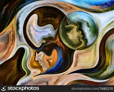 Relationships in Texture series. Design composed of people faces, colors, organic textures, flowing curves as a metaphor on the subject of inner world, love, relationships, soul and Nature