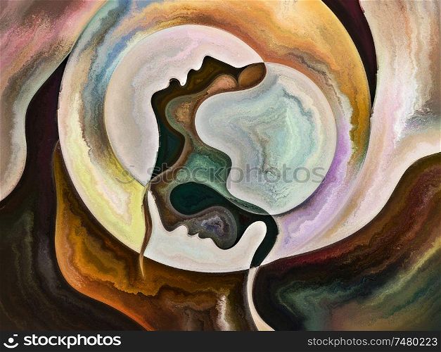 Relationships in Texture series. Design made of people faces, colors, organic textures, flowing curves to serve as backdrop for projects related to inner world, love, relationships, soul and Nature