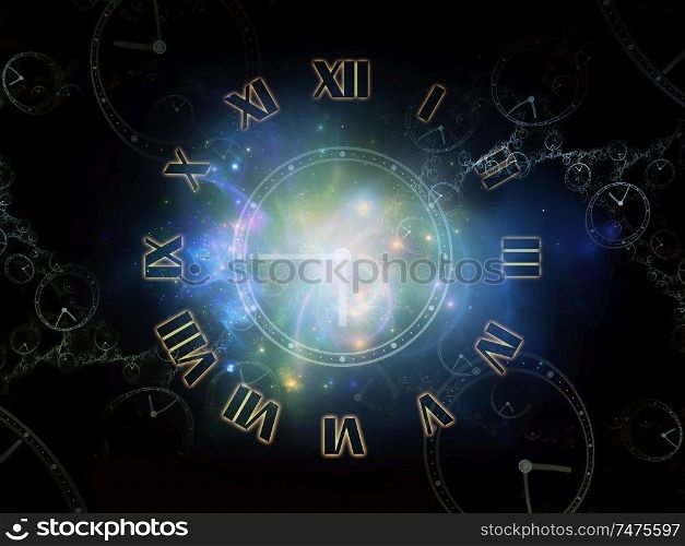 Relativity of Time. Faces of Time series. Backdrop of  clock dials and abstract elements to complement designs on the subject of science, education and modern technologies